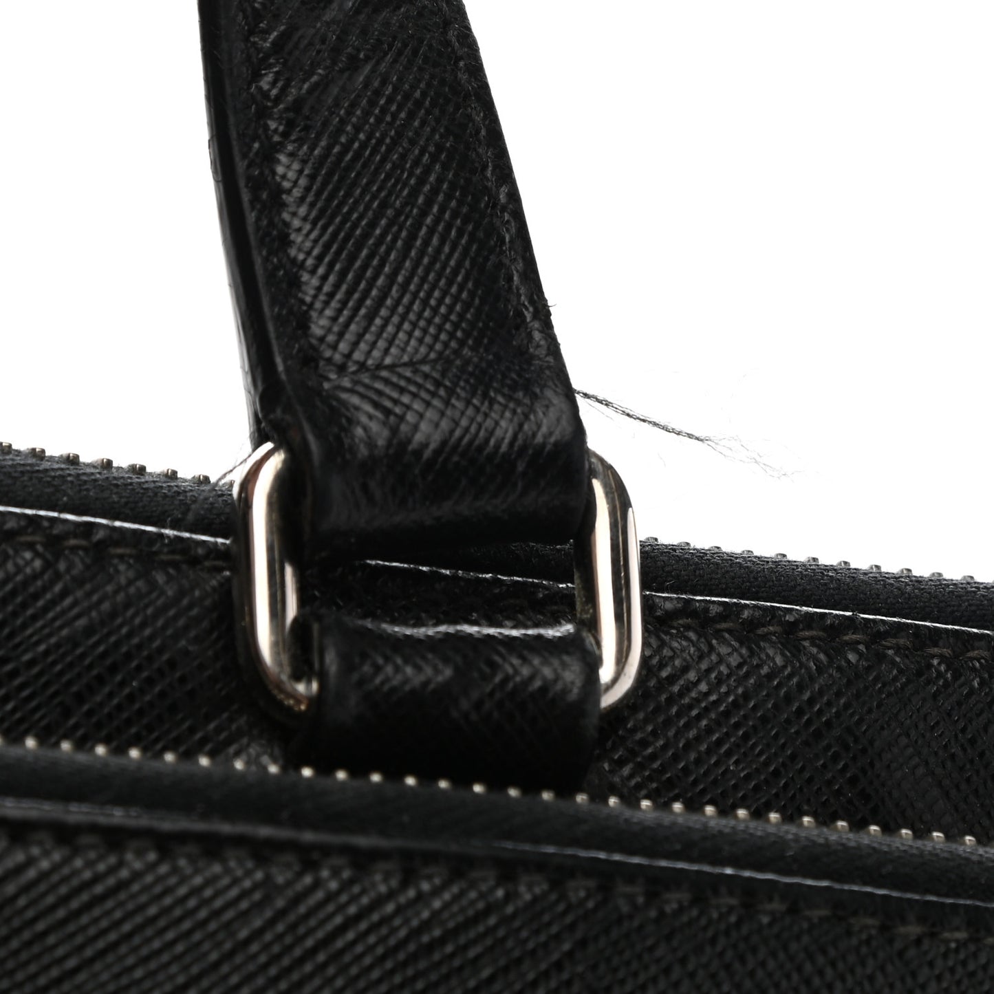 Saffiano Cuir Front Zip Pocket Briefcase Black