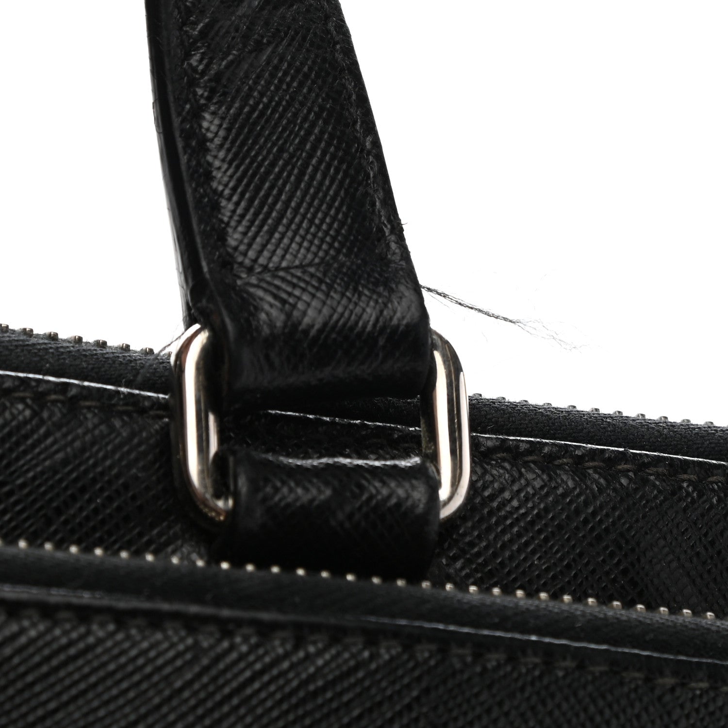 Prada Saffiano Cuir Front Zip Pocket Briefcase Black 12 of 13