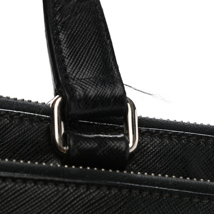 Prada Saffiano Cuir Front Zip Pocket Briefcase Black 12 of 13