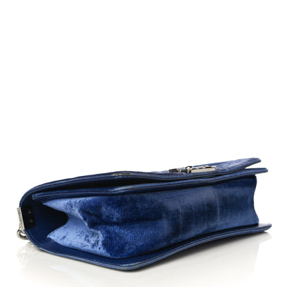 Chanel Velvet Quilted Medium Boy Flap Blue 4 of 16