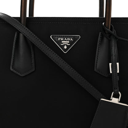 Prada Tessuto Nylon Vitello Medium Double Bag Black 8 of 10