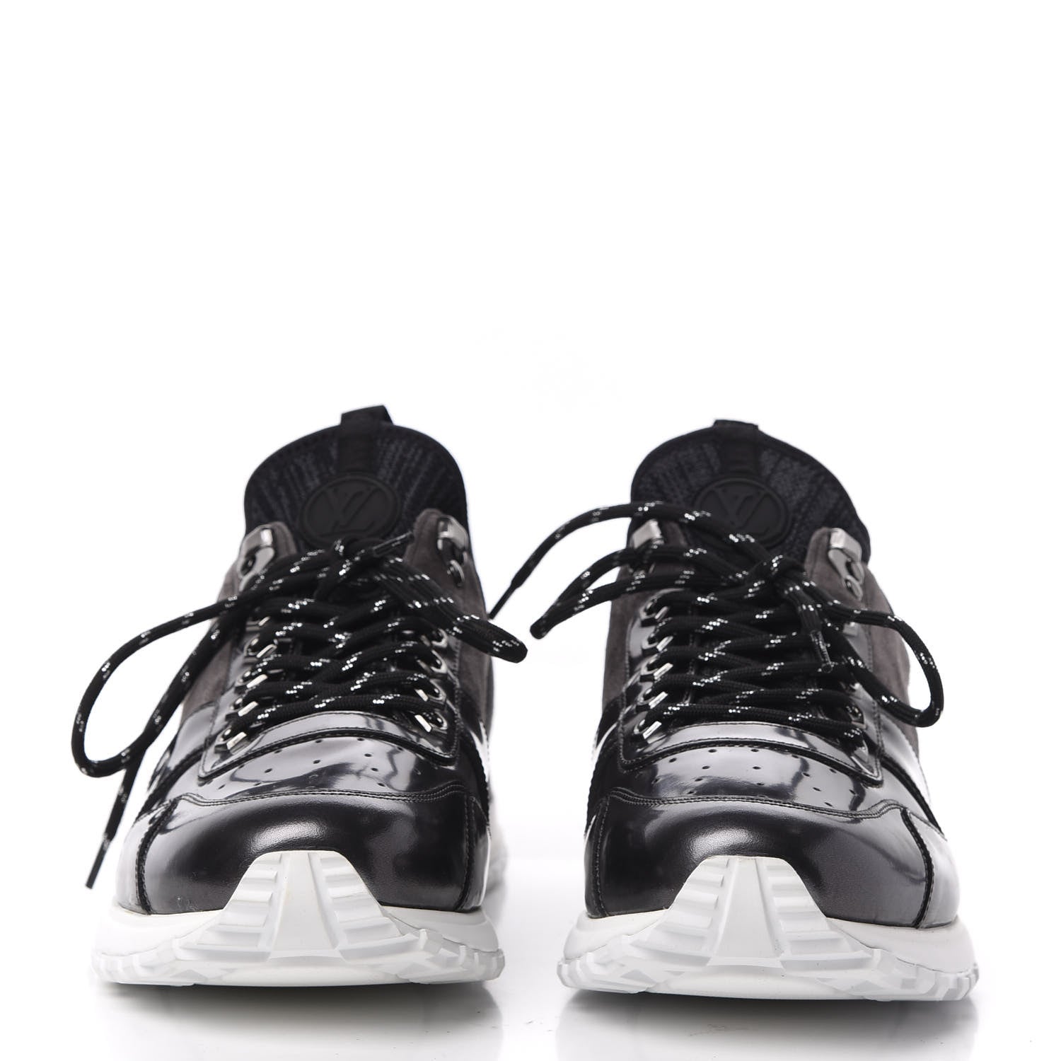 Louis Vuitton Metallic Patent Suede Run Away Sneakers 8.5 Grey 2 of 11