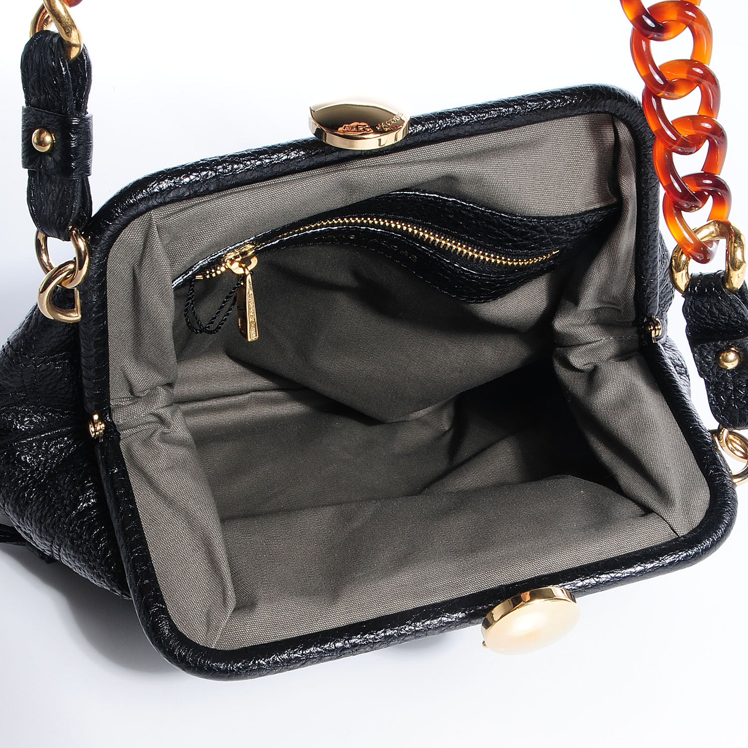 Marc Jacobs Quilted Pebbled Leather Tortoise Chain Little Stam Black 5 of 9