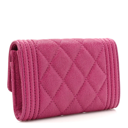 Chanel Caviar Quilted Boy Card Holder Wallet Fuchsia 3 of 11