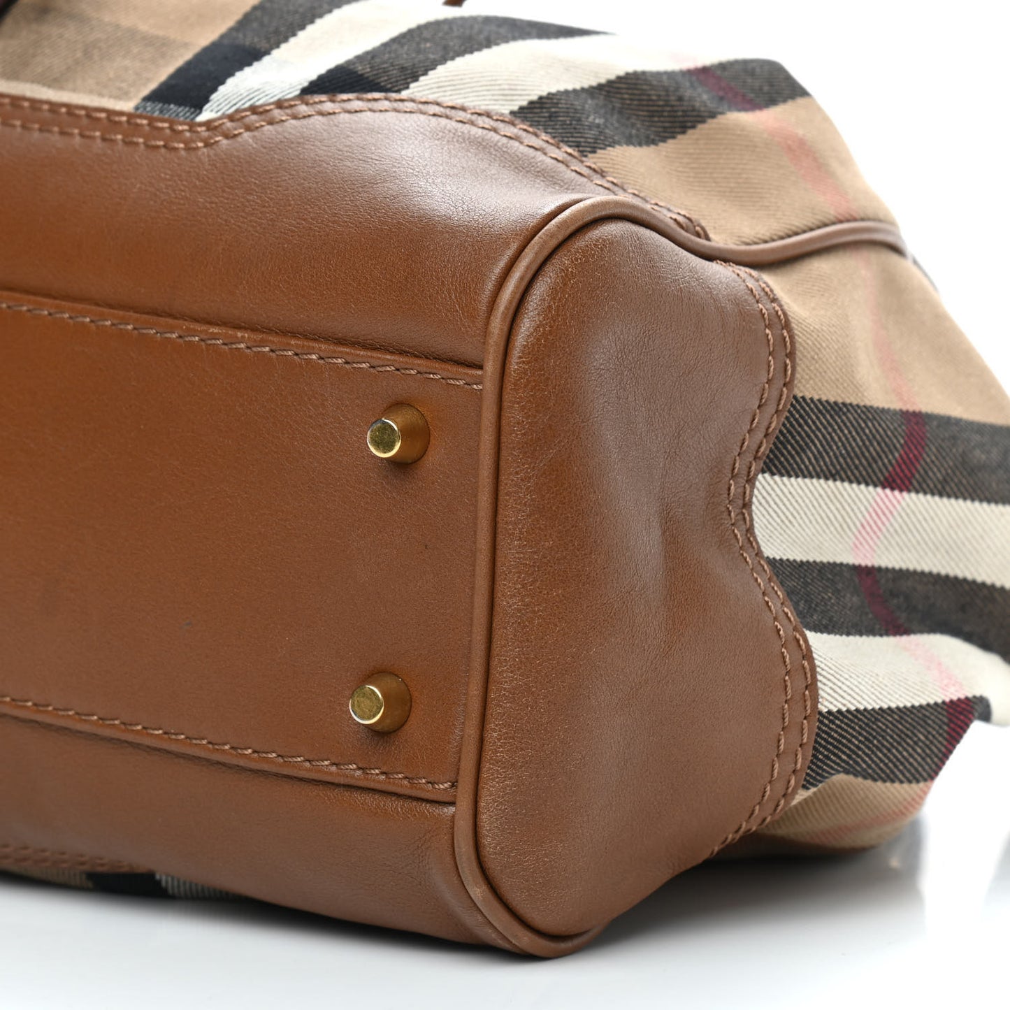 Calfskin Check Drawstring Shoulder Bag Brown