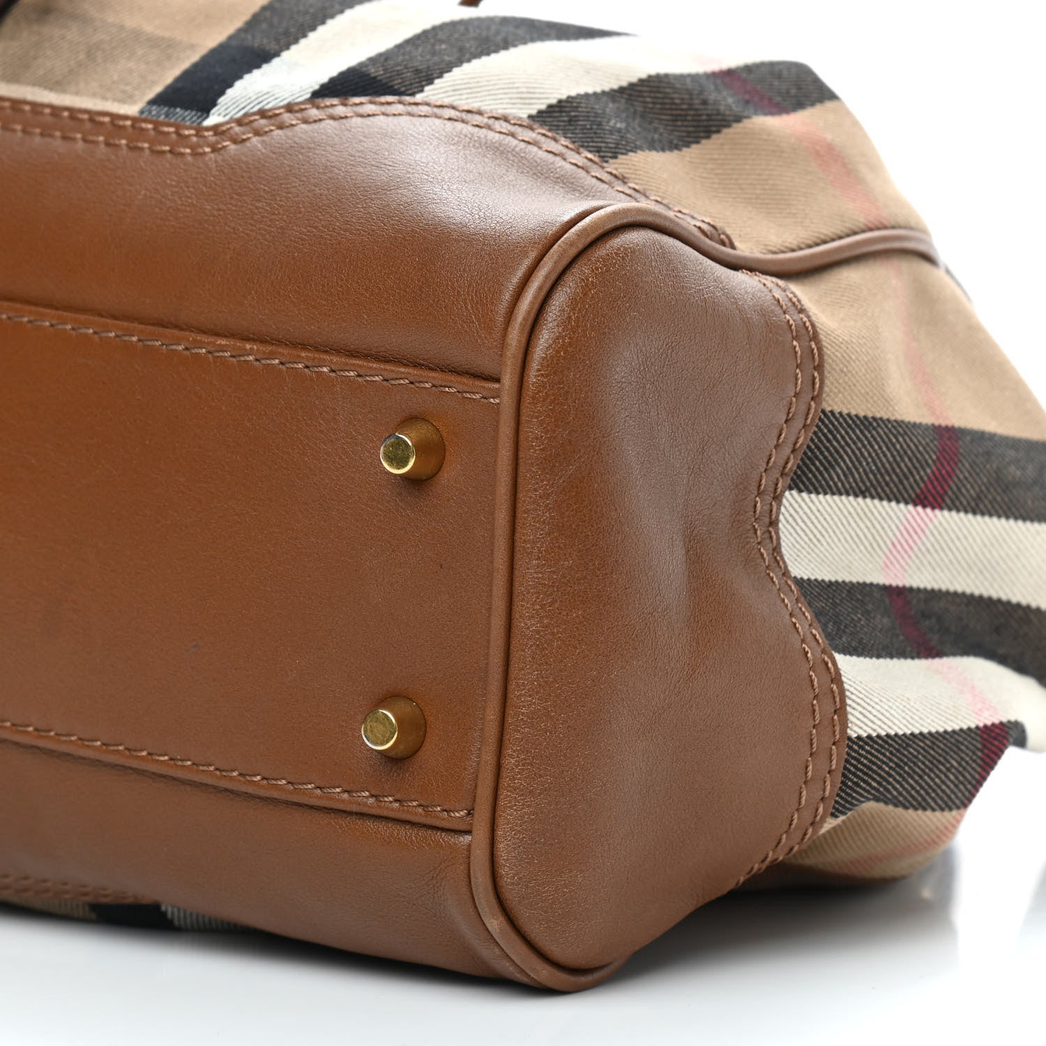 Burberry Calfskin Check Drawstring Shoulder Bag Brown 8 of 8