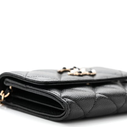 Chanel Caviar Quilted Coco Candy Card Holder On Chain Black 10 of 12
