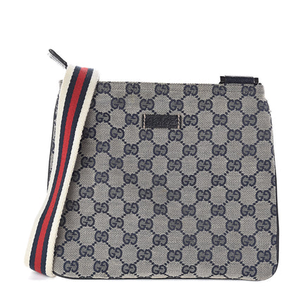 Gucci Monogram Web Small Flat Messenger Bag Navy 1 of 9