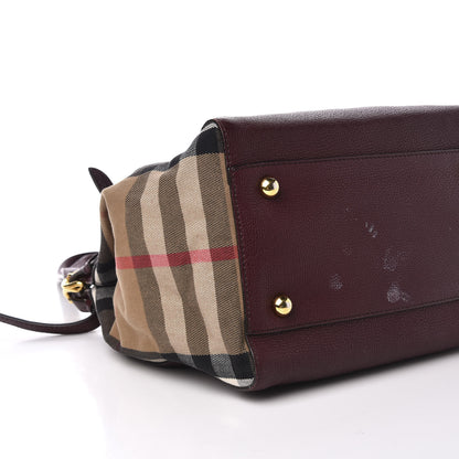 Burberry Grainy Calfskin House Check Small Canterbury Tote Burgundy 5 of 9