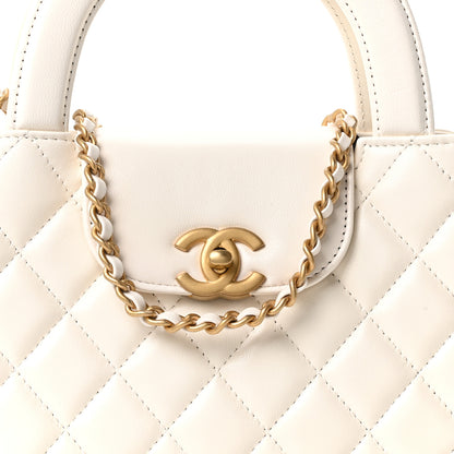 Chanel Shiny Aged Calfskin Quilted Nano Kelly Shopper White 8 of 10