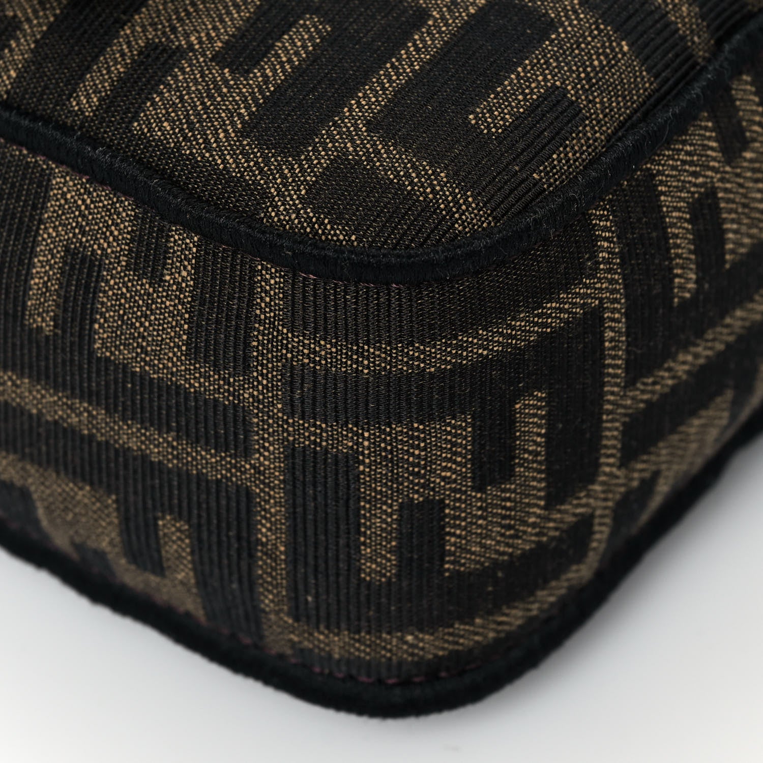 Fendi Fabric Jacquard FF 1974 Medium Baguette Tobacco Moro Black 7 of 12