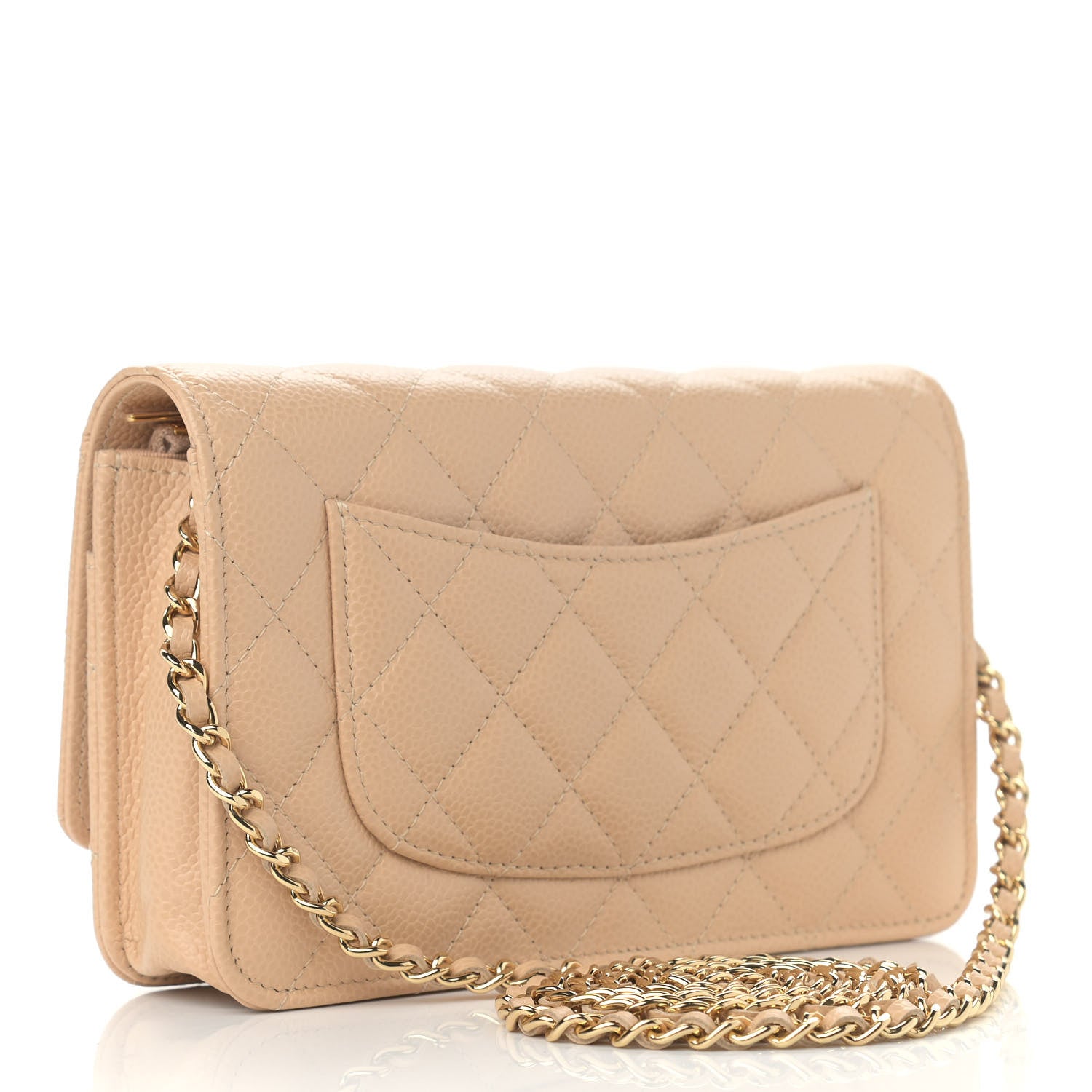Chanel Caviar Quilted Wallet On Chain WOC Beige 3 of 12