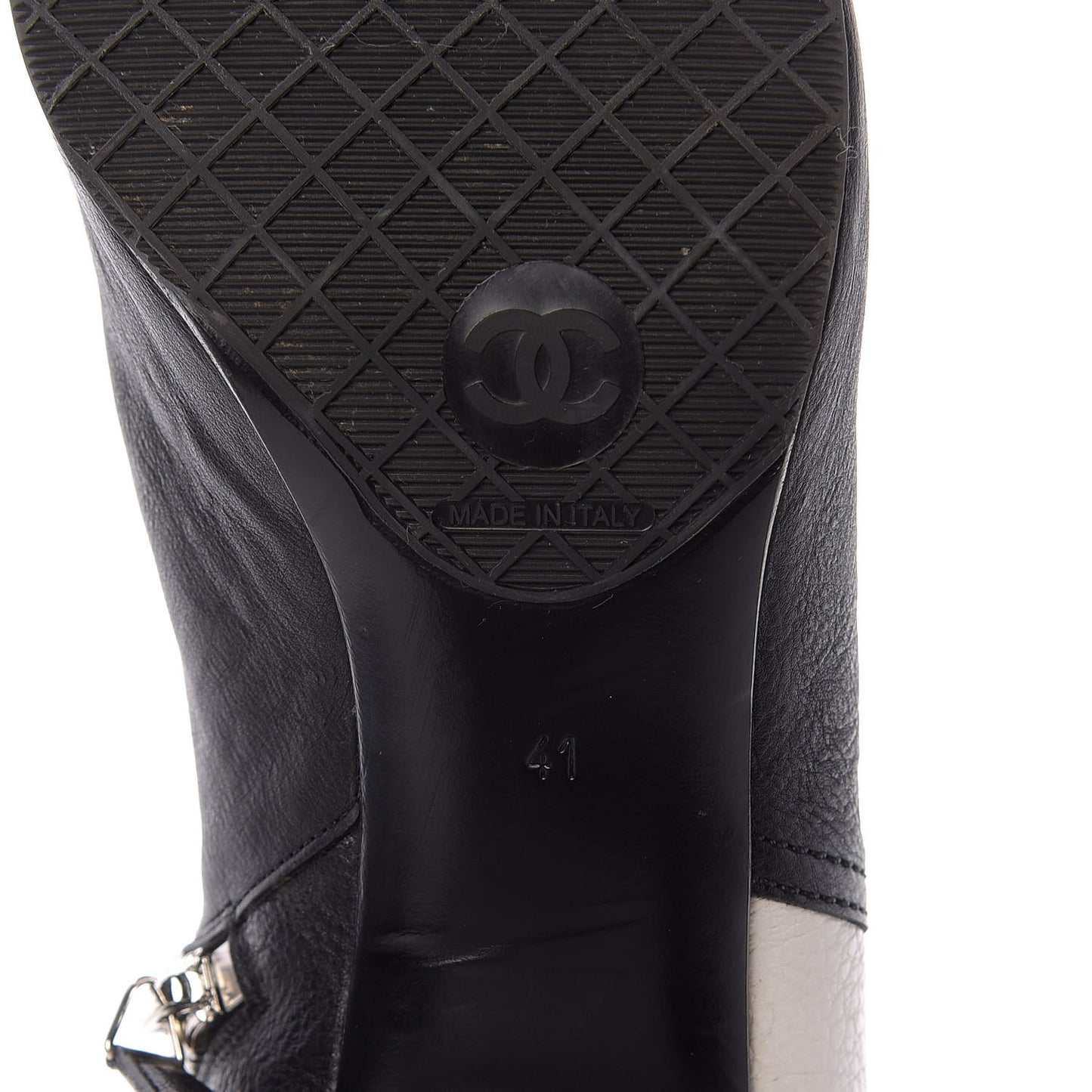 Goatskin Calfskin CC Short Boots 41 Black White