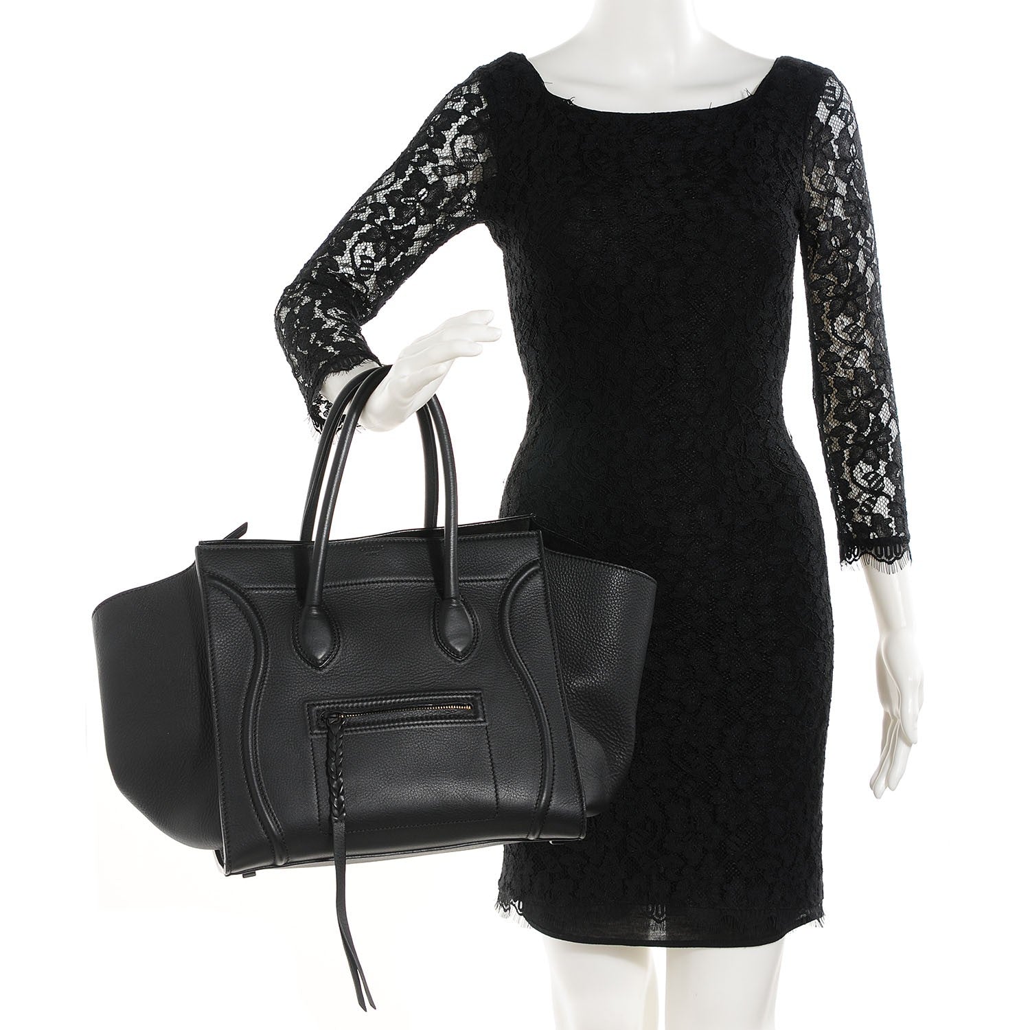 Celine Supple Calfskin Medium Phantom Luggage Black 2 of 9