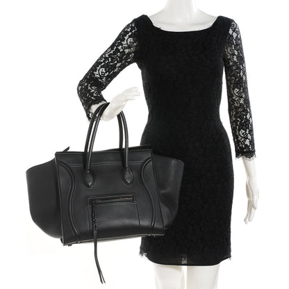 Celine Supple Calfskin Medium Phantom Luggage Black 2 of 9