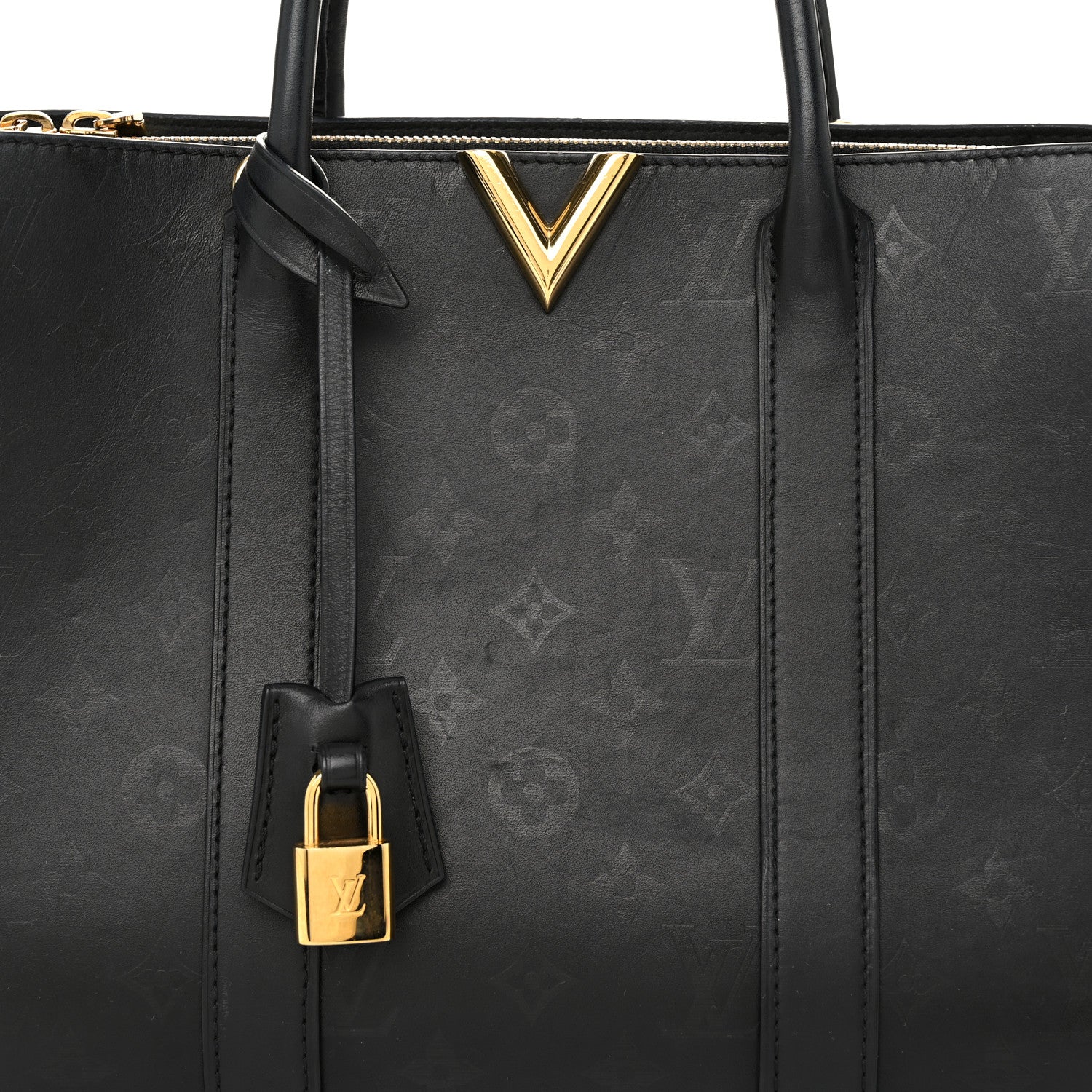 Louis Vuitton Monogram Cuir Plume Very Tote MM Black 8 of 10