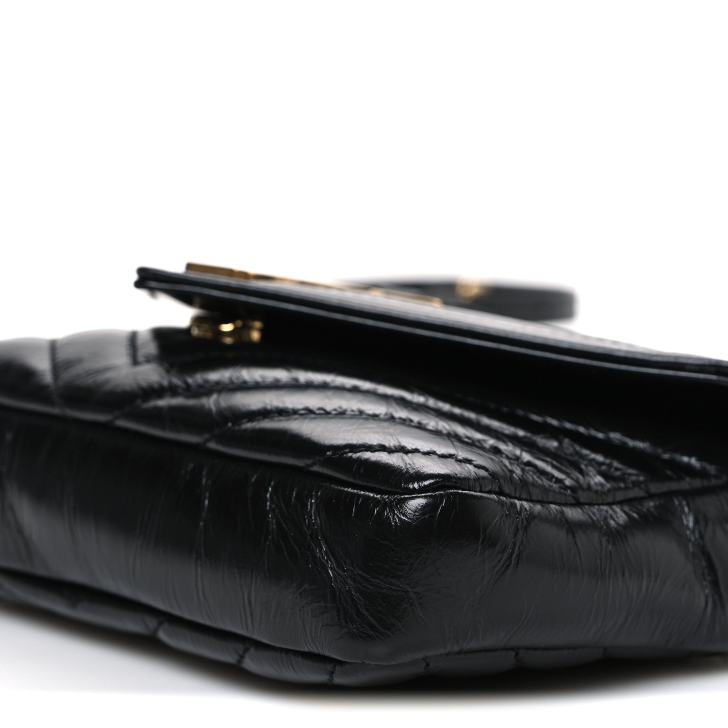 Saint Laurent Shiny Calfskin Matelasse Chevron Monogram Mini College Bag Black 10 of 10