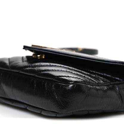 Saint Laurent Shiny Calfskin Matelasse Chevron Monogram Mini College Bag Black 10 of 10