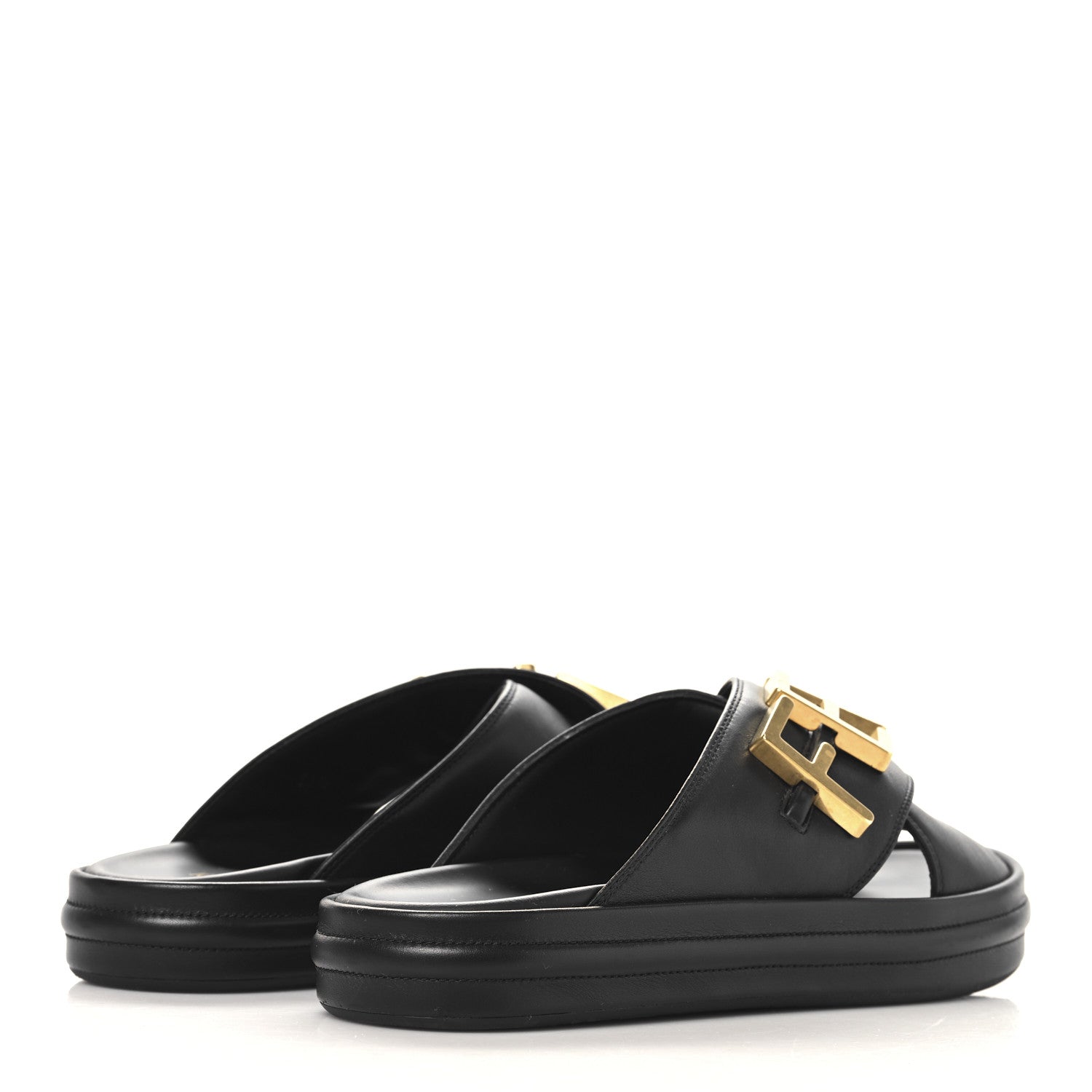 Fendi Vitello Womens Fendigraphy Slide Sandals 36.5 Black 5 of 9