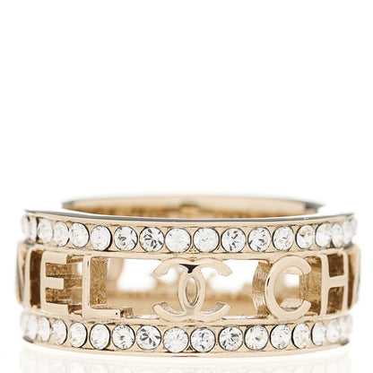 Chanel Metal Crystal Bow-tiful CC Logo Ring 7.25 55 Gold 2 of 3