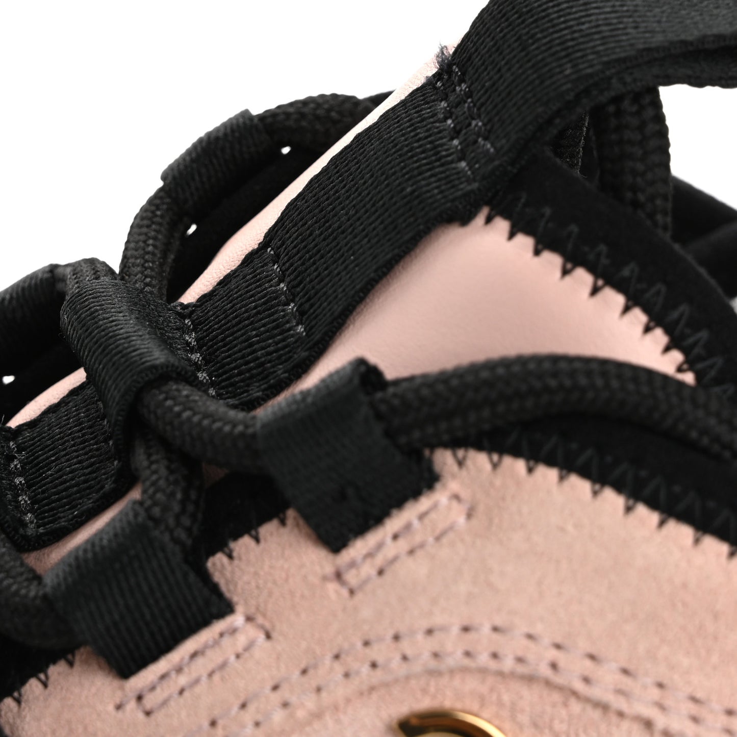 Suede Calfskin Nylon Grosgrain CC Sneakers 38.5 Light Pink