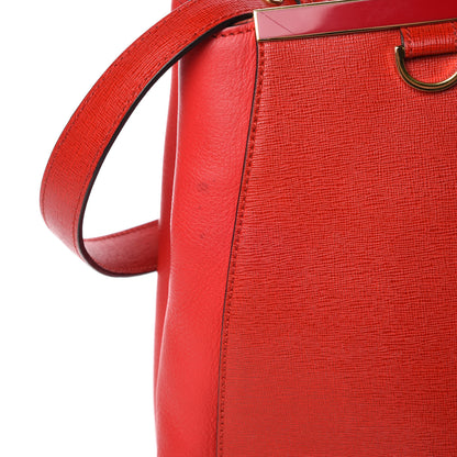 Fendi Vitello Elite Flamingo Regular 2Jours Tote Rosso Fiamma 13 of 13