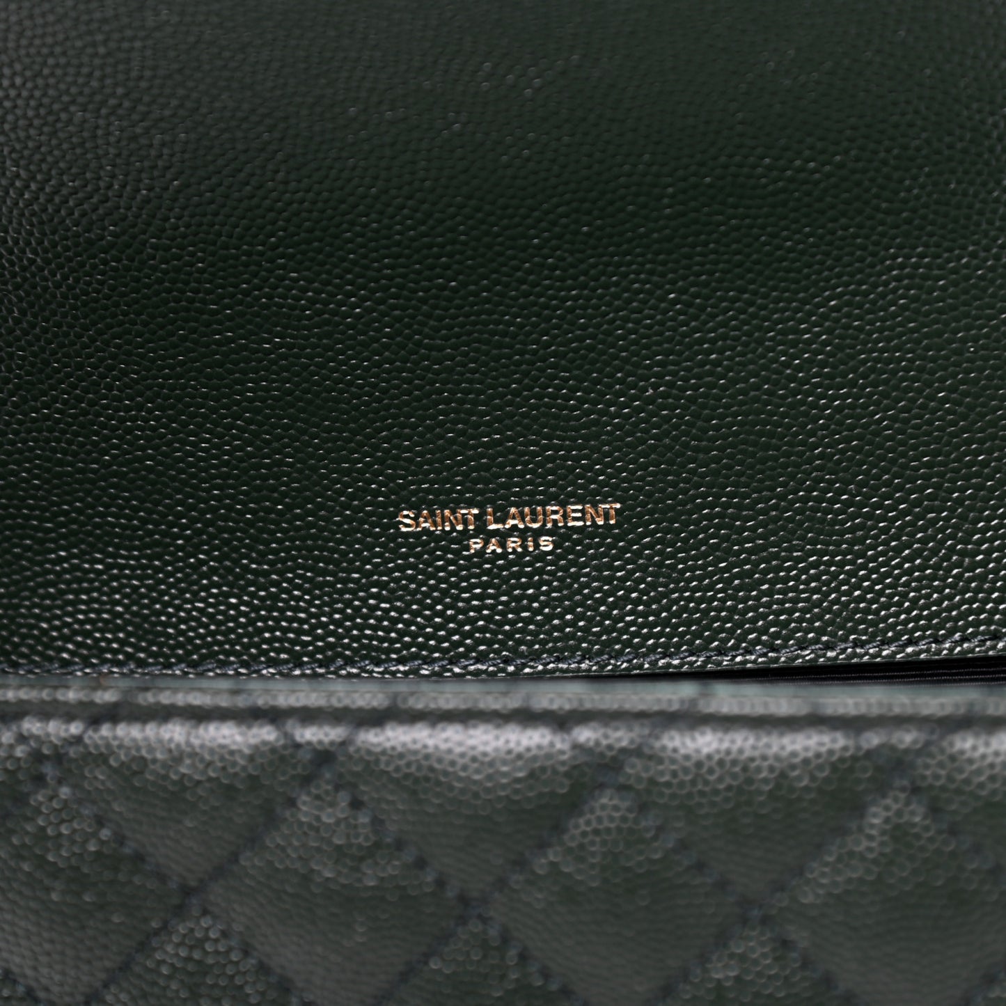 Grain De Poudre Textured Mixed Matelasse Medium Triquilt Monogram Satchel Vert Fonce