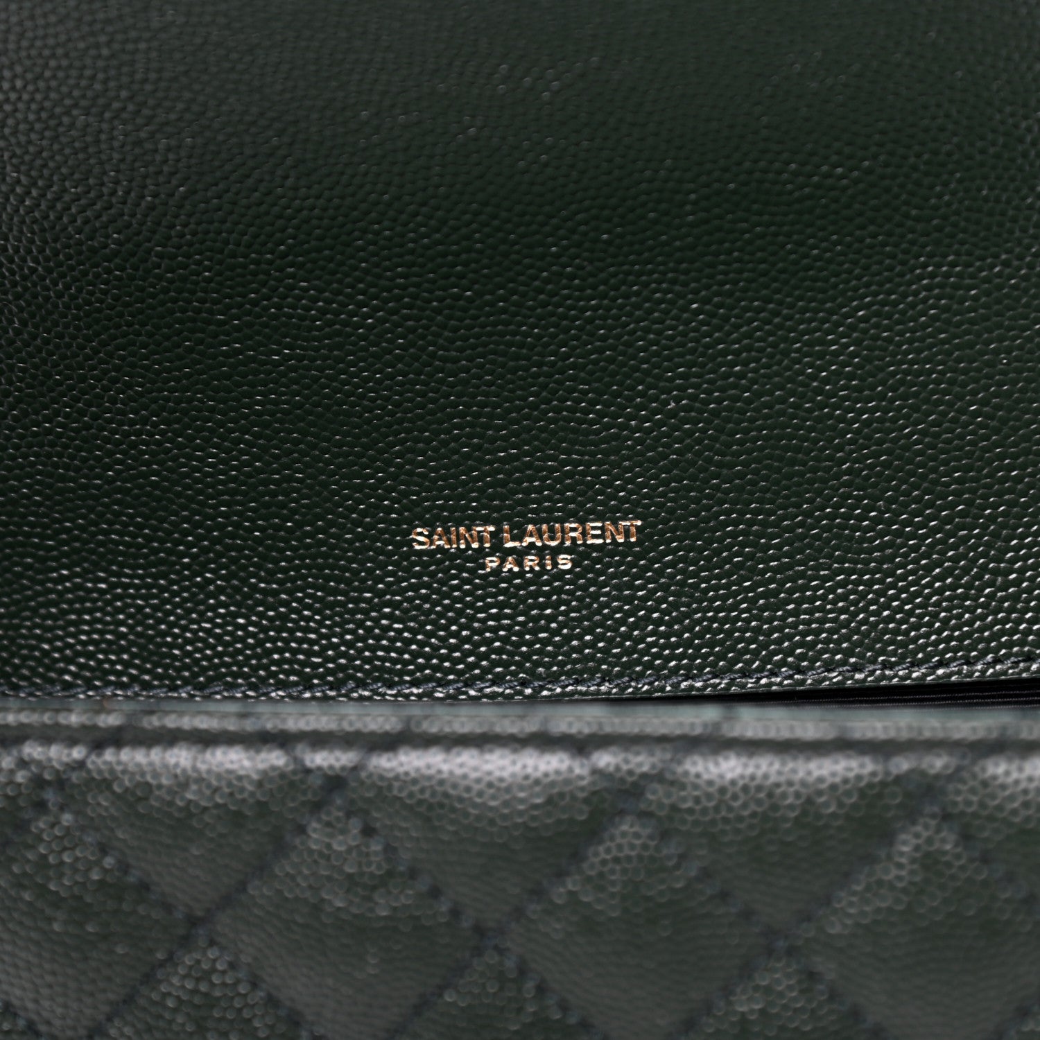 Saint Laurent Grain De Poudre Textured Mixed Matelasse Medium Triquilt Monogram Satchel Vert Fonce 6 of 10