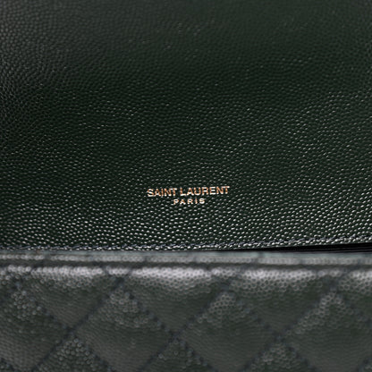 Saint Laurent Grain De Poudre Textured Mixed Matelasse Medium Triquilt Monogram Satchel Vert Fonce 6 of 10