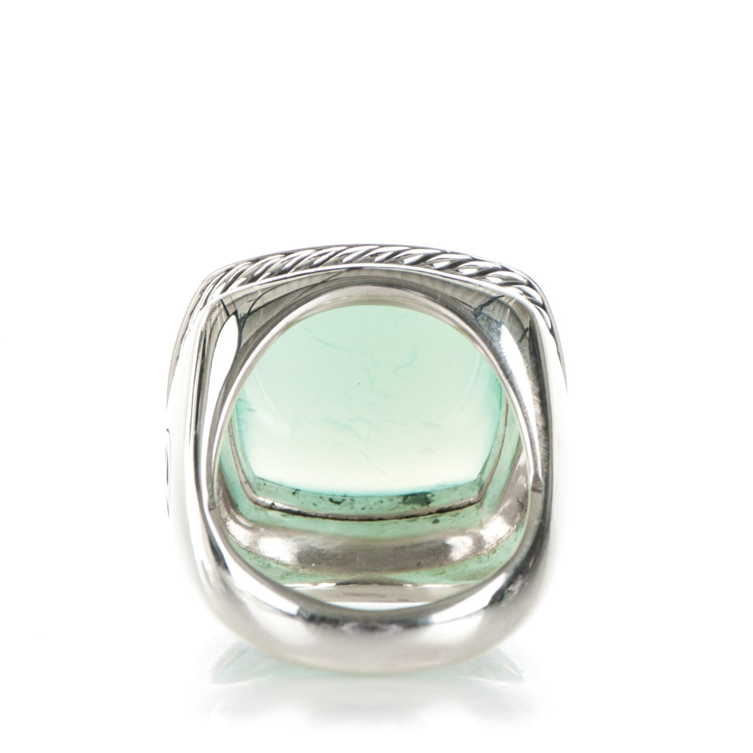 David Yurman Sterling Silver Aqua Chalcedony 17mm Albion Statement Ring 52 6 4 of 5