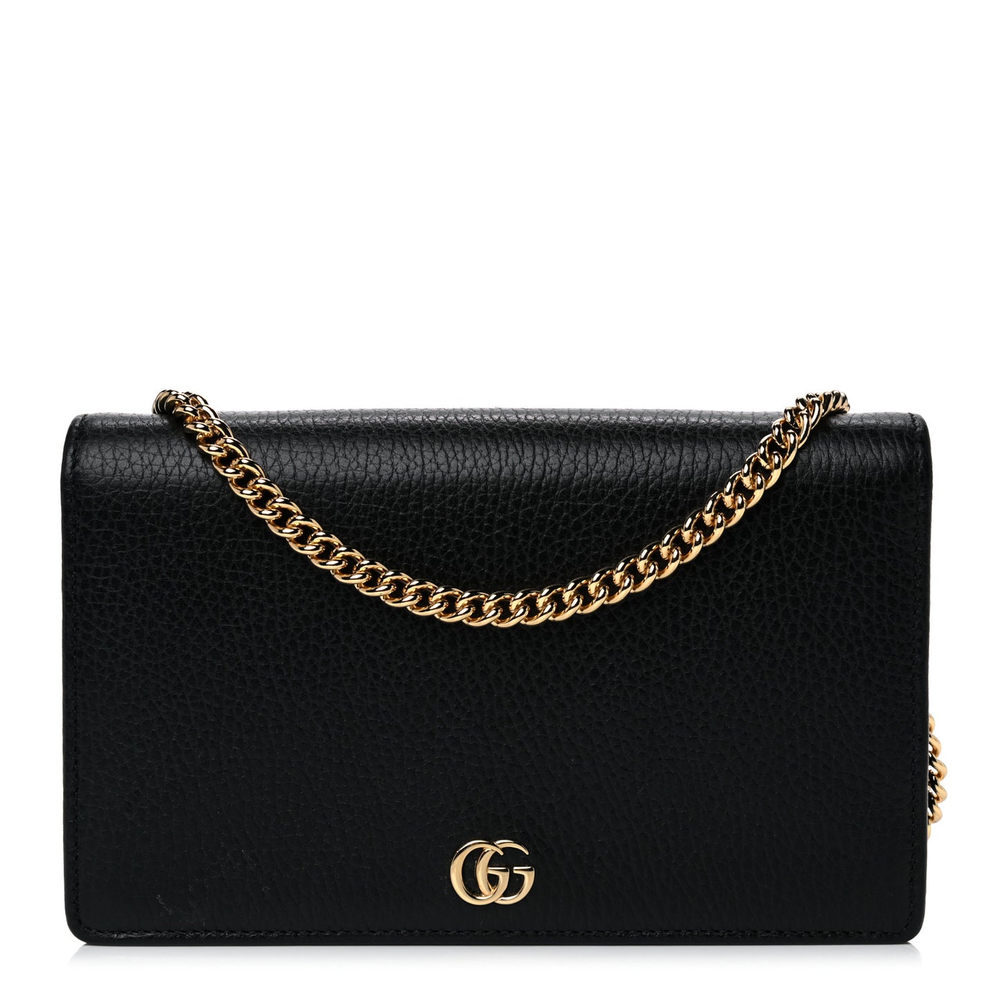 Calfskin Mini GG Marmont Chain Wallet Black
