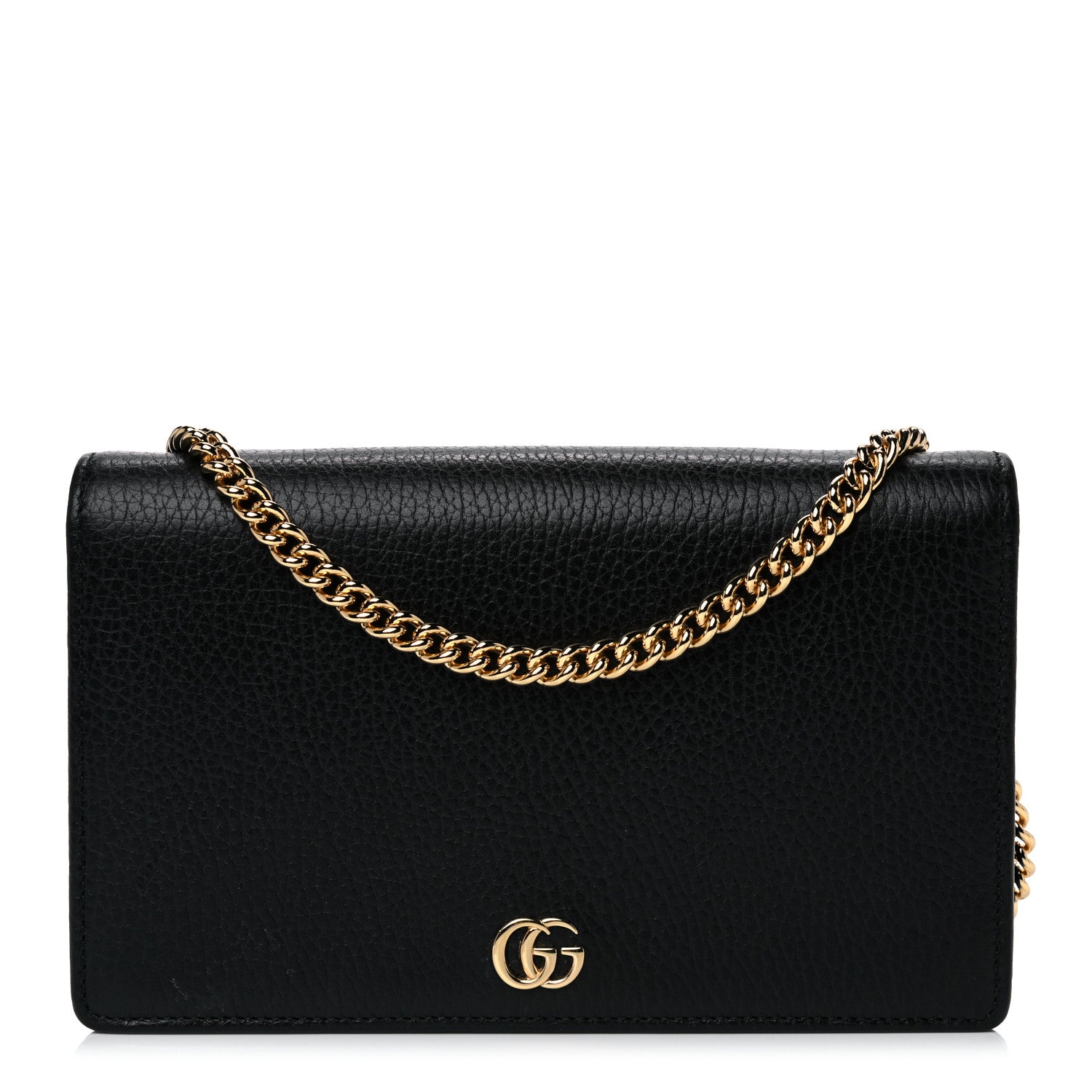 Gucci Calfskin Mini GG Marmont Chain Wallet Black 1 of 12
