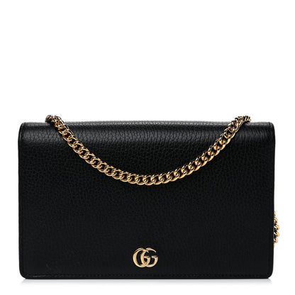 Gucci Calfskin Mini GG Marmont Chain Wallet Black 1 of 12