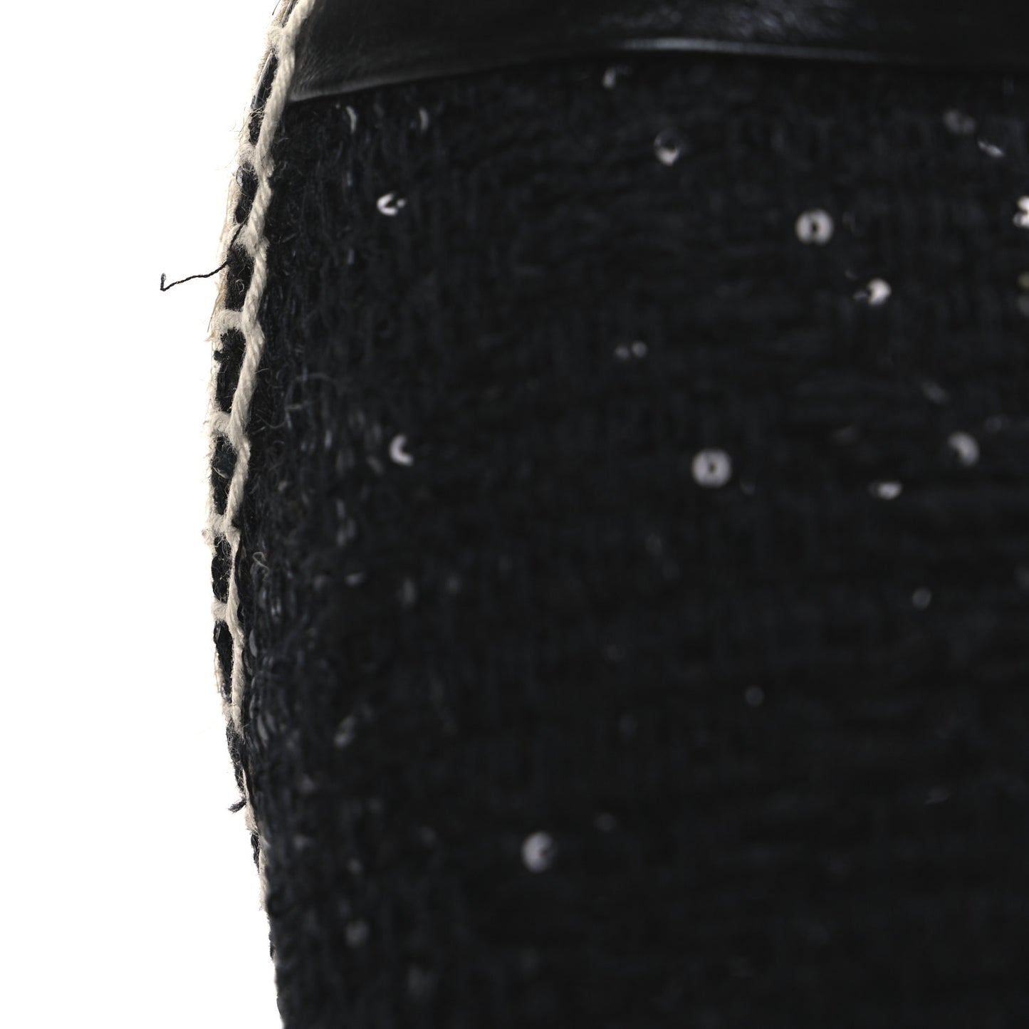 Tweed Patent Goatskin Sequin CC Espadrilles 41 Black