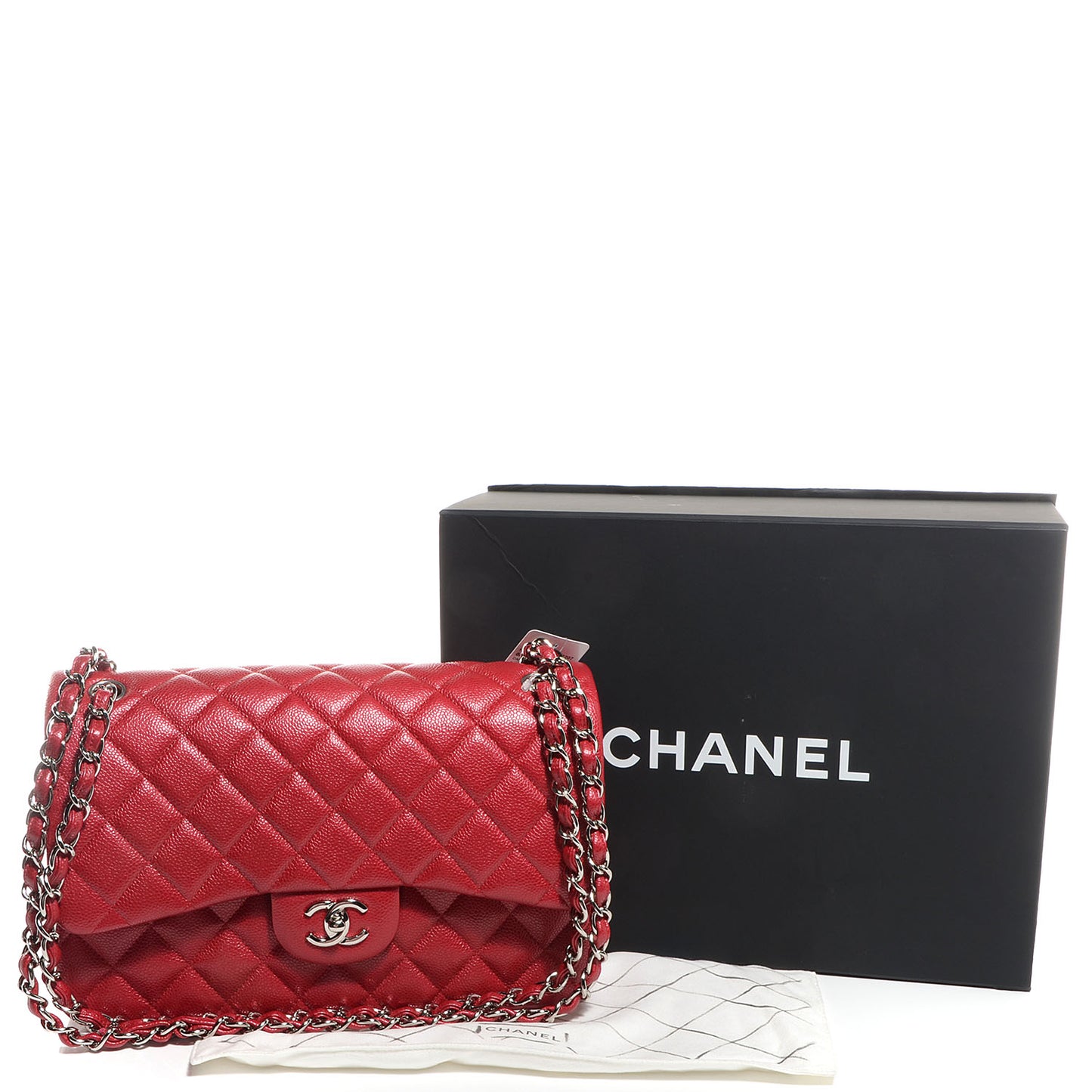 Caviar Jumbo Double Flap Dark Pink