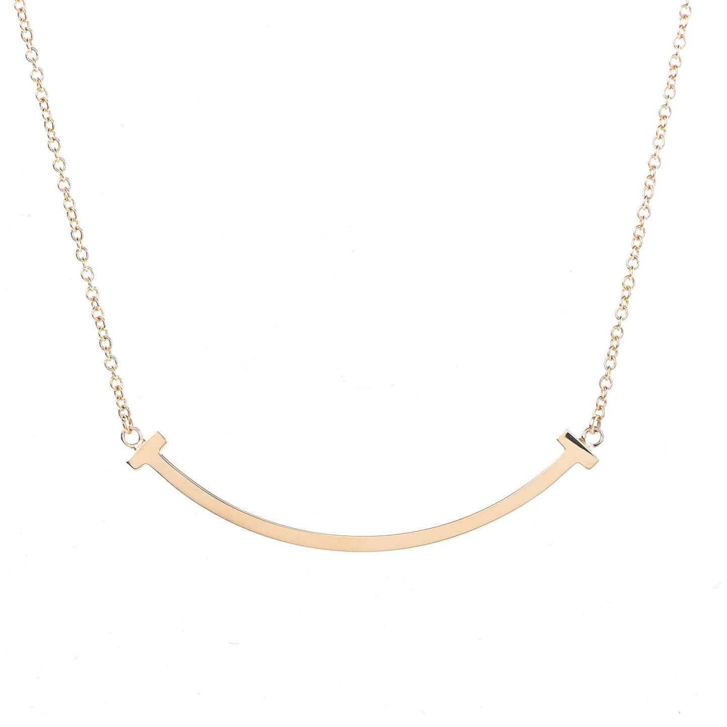18K Yellow Gold Small T Smile Pendant Necklace