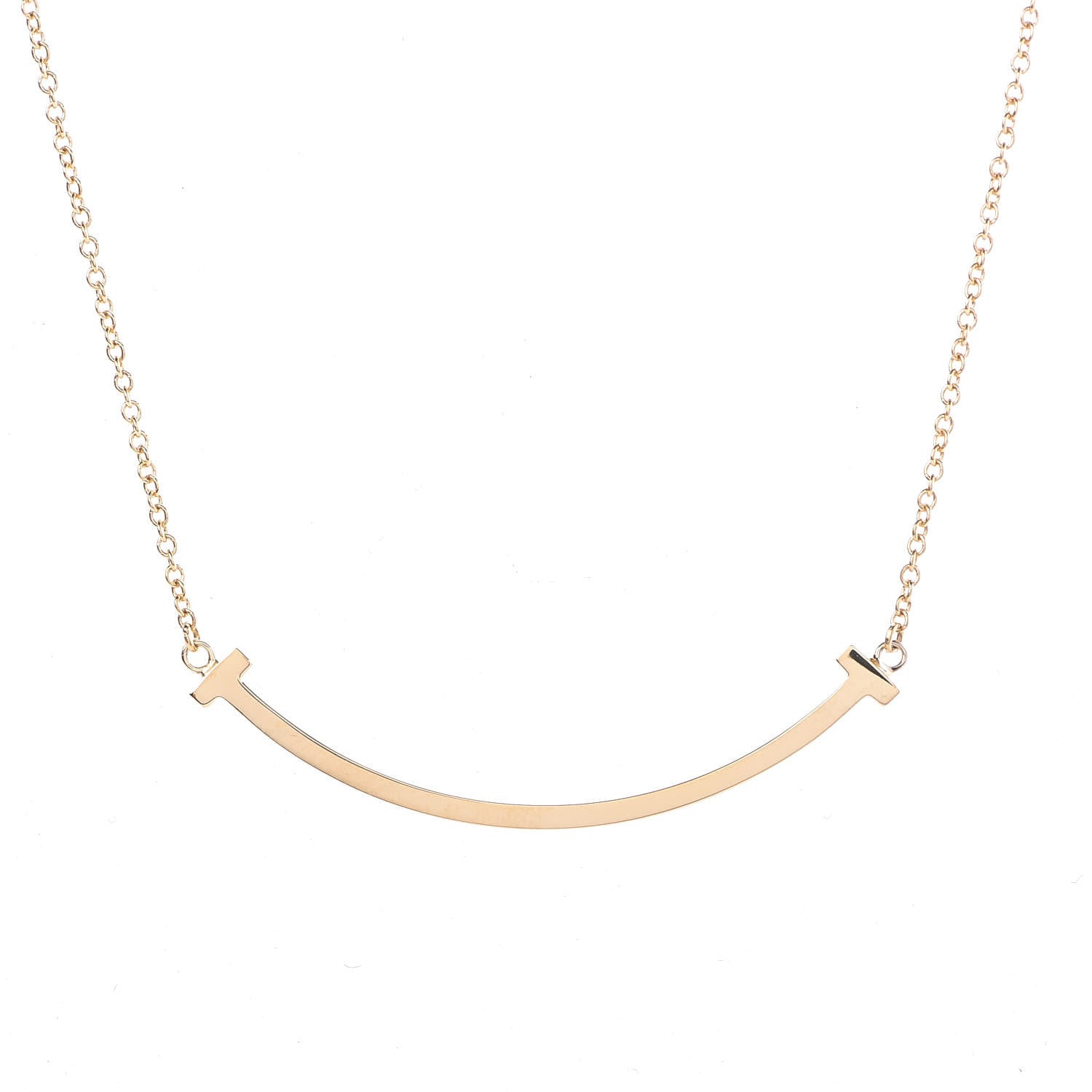 Tiffany 18K Yellow Gold Small T Smile Pendant Necklace 4 of 7