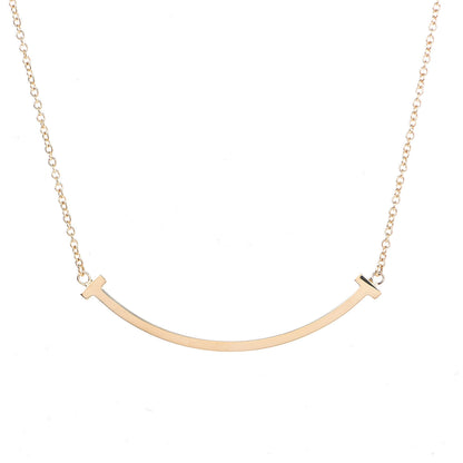 Tiffany 18K Yellow Gold Small T Smile Pendant Necklace 4 of 7