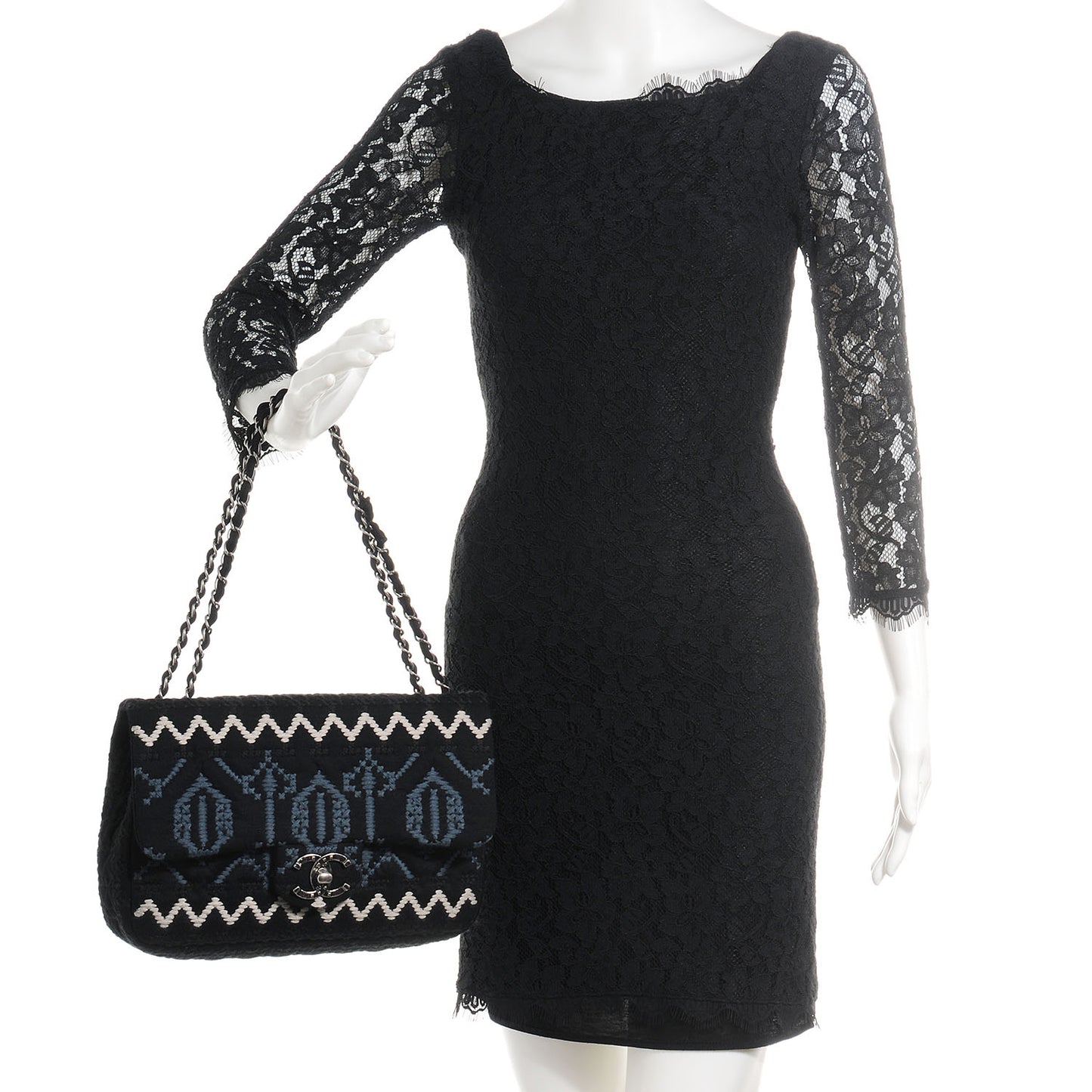 Jersey Embroidered Large Flap Black