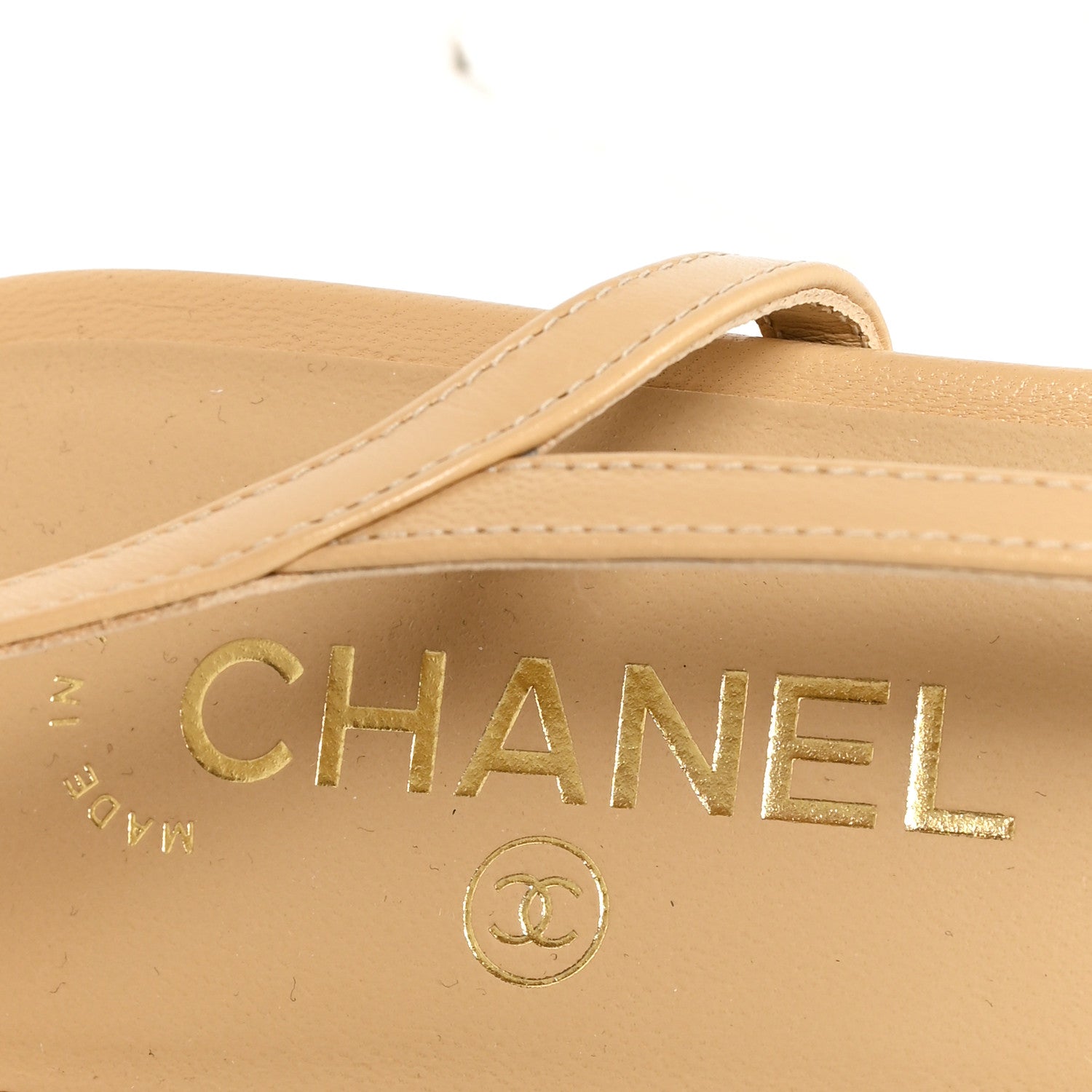Chanel Lambskin Grosgrain Cap Toe CC Slingback Sandals 40 Beige Black 8 of 10