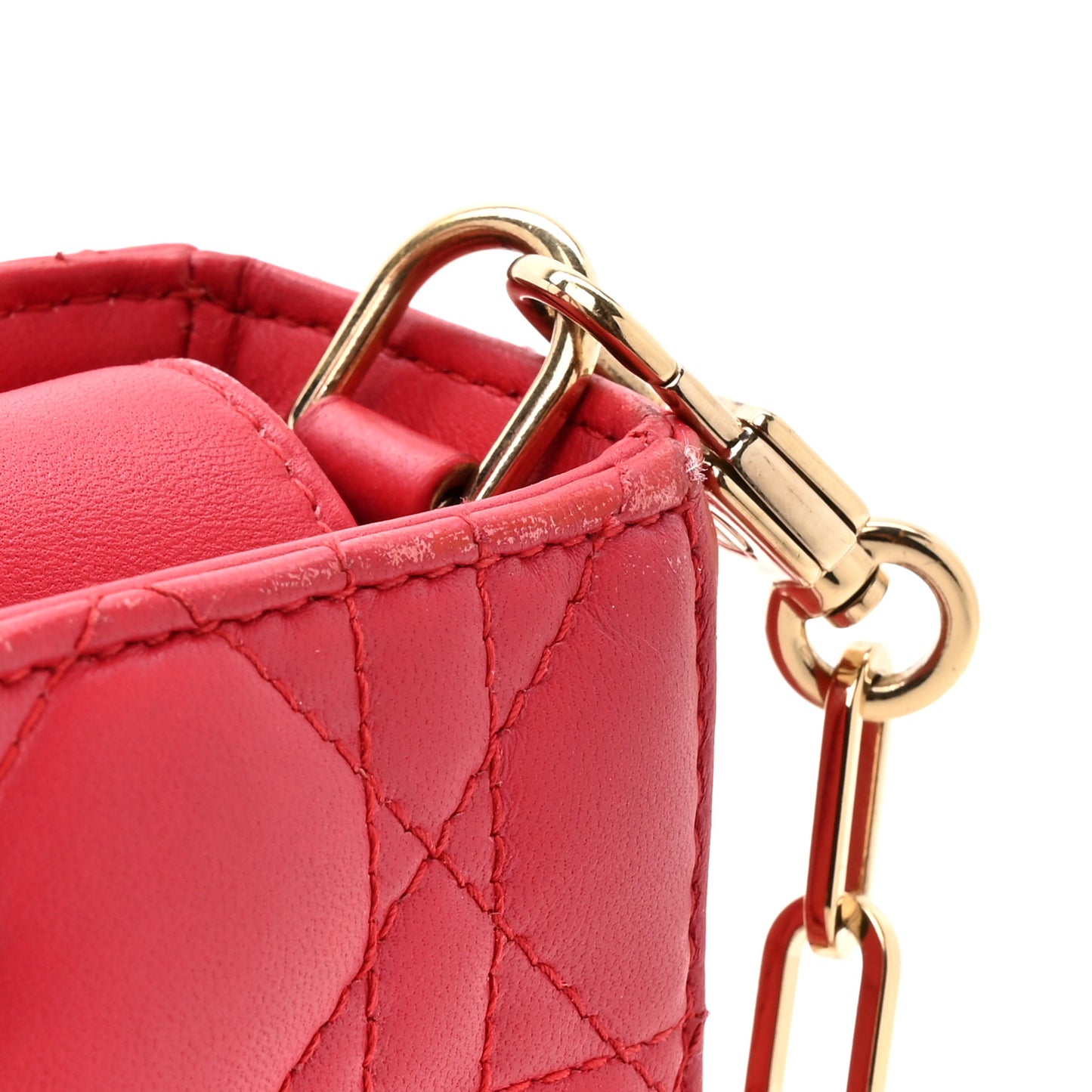 Lambskin Cannage Medium Lady D-Joy Red