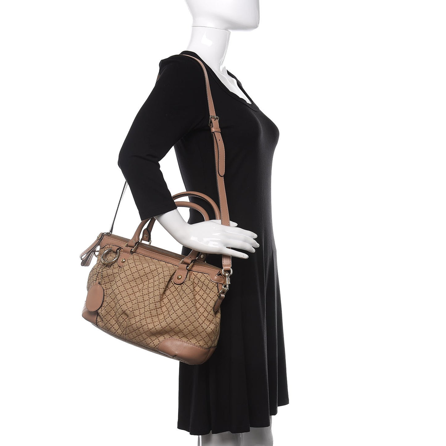 Diamante Medium Sukey Top Handle Bag Beige Pink