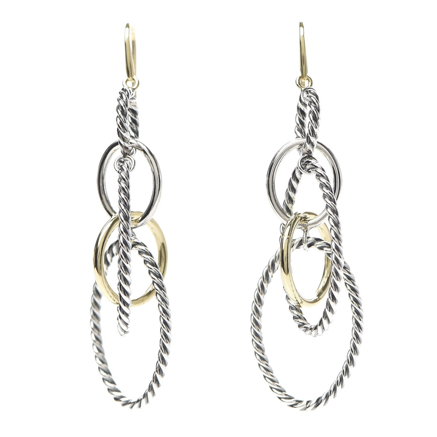Sterling Silver 18K Yellow Gold Mobile Oval Drop Earrings