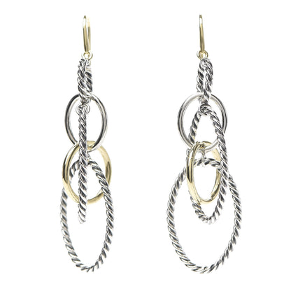 David Yurman Sterling Silver 18K Yellow Gold Mobile Oval Drop Earrings 1 of 4