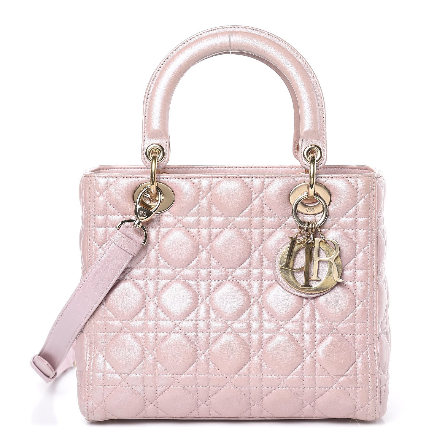 Christian Dior Pearly Lambskin Cannage Medium Lady Dior Lotus 1 of 16