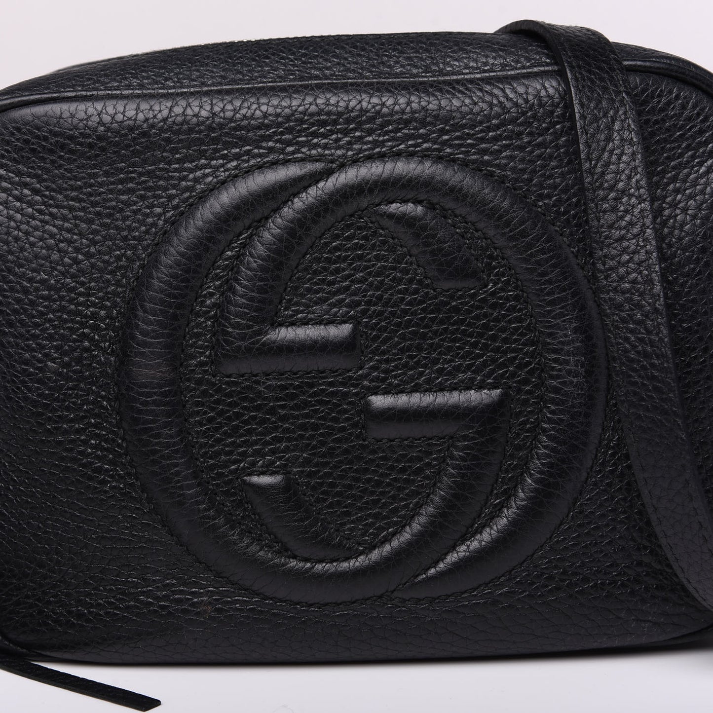 Pebbled Calfskin Small Soho Disco Bag Black