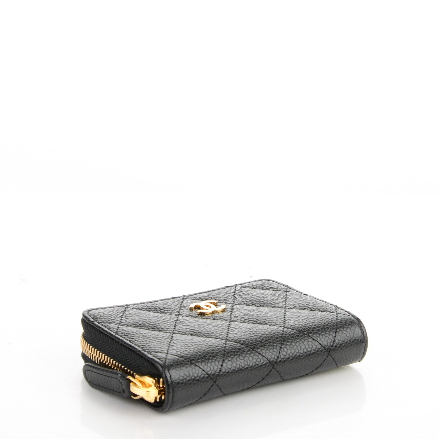 Caviar Quilted Zip Coin Purse Black