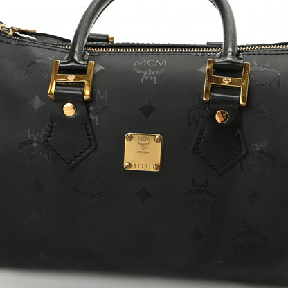 MCM Nylon Monogram Boston Bag Black 8 of 9