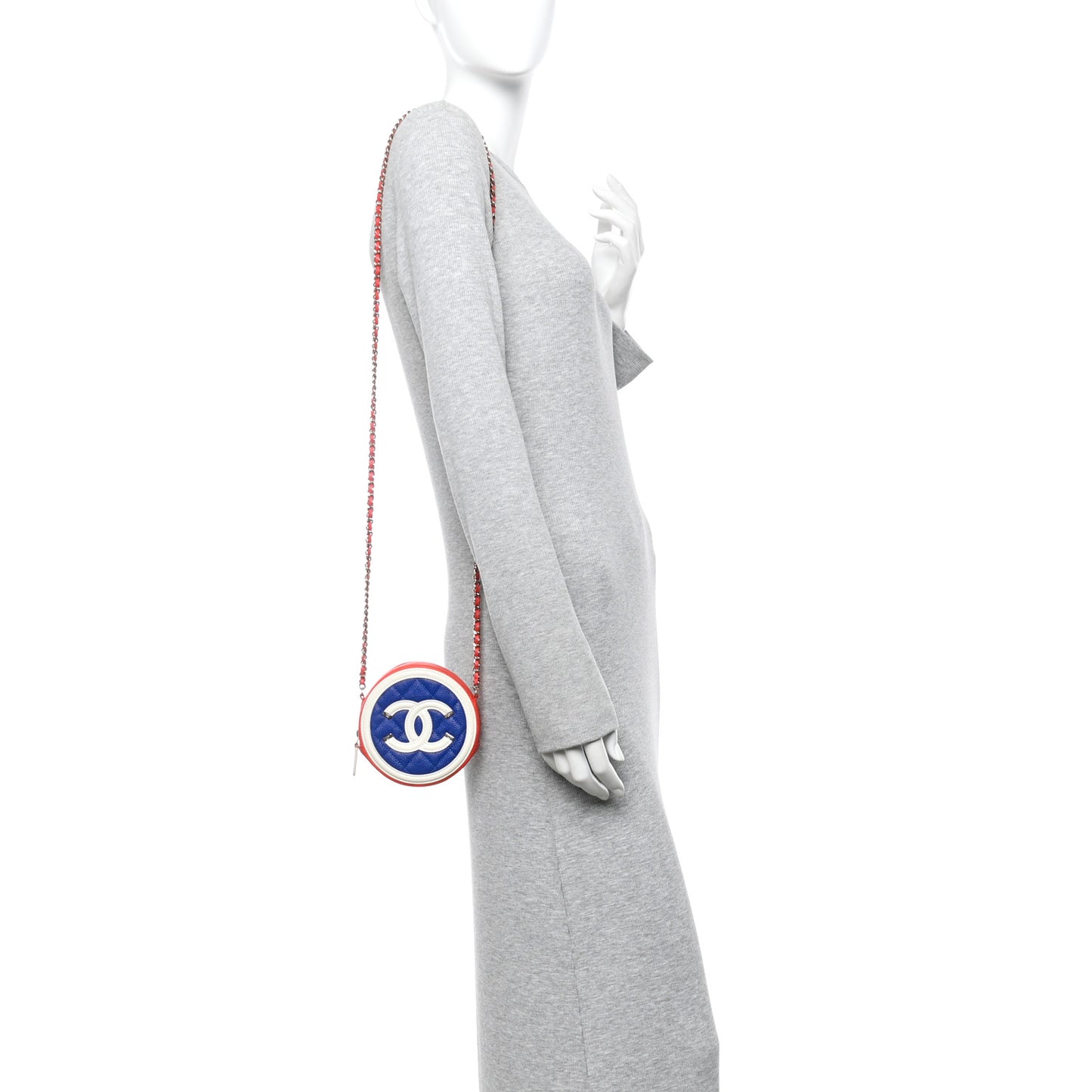 Caviar Quilted Round Filigree Crossbody Blue White Red