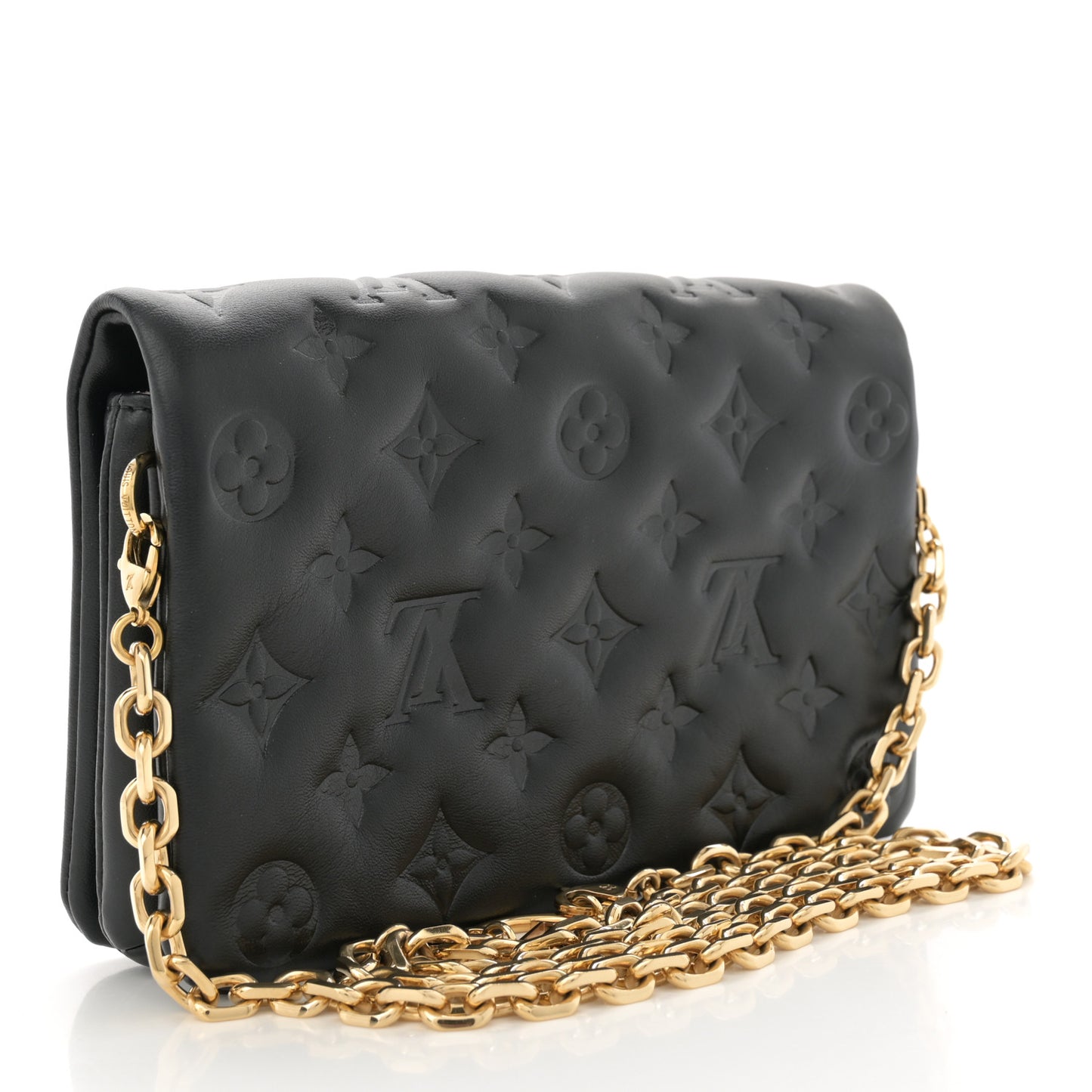 Lambskin Embossed Monogram Pochette Coussin Black